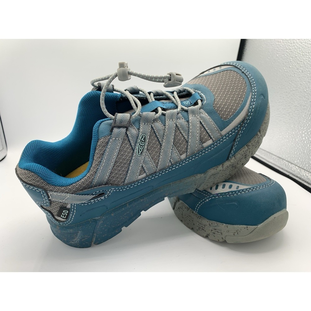 KEEN Women's ESD Safety Toe Work Shoes Gray Teal Womens Sz 7 ASTM SD Slip-On